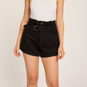 FRAME x Imaan High-Rise Coated Paperbag Shorts Size 26